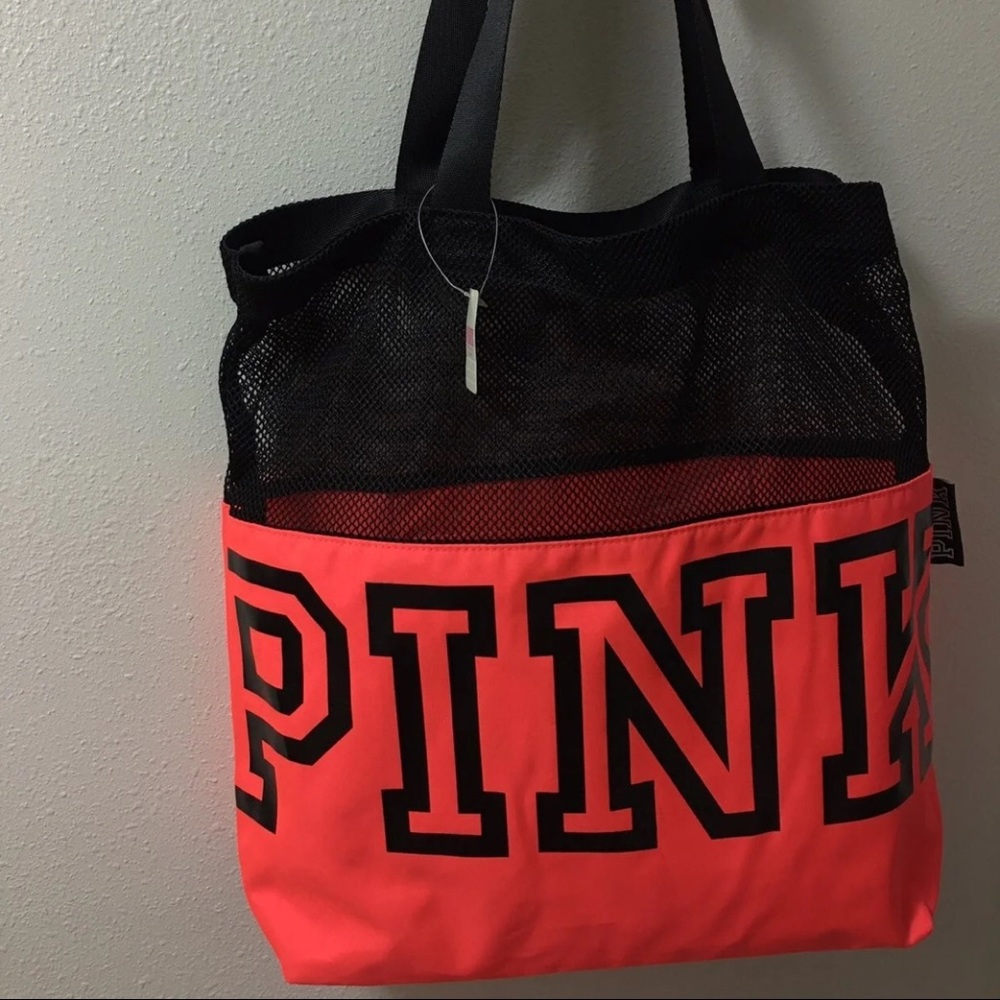 NEW Victoria Secret PINK logo mesh tote bag